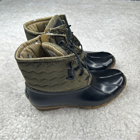 Sperry Top Sider Saltwater Quilted Duck Boot Olive Green - Picture 8 of 10